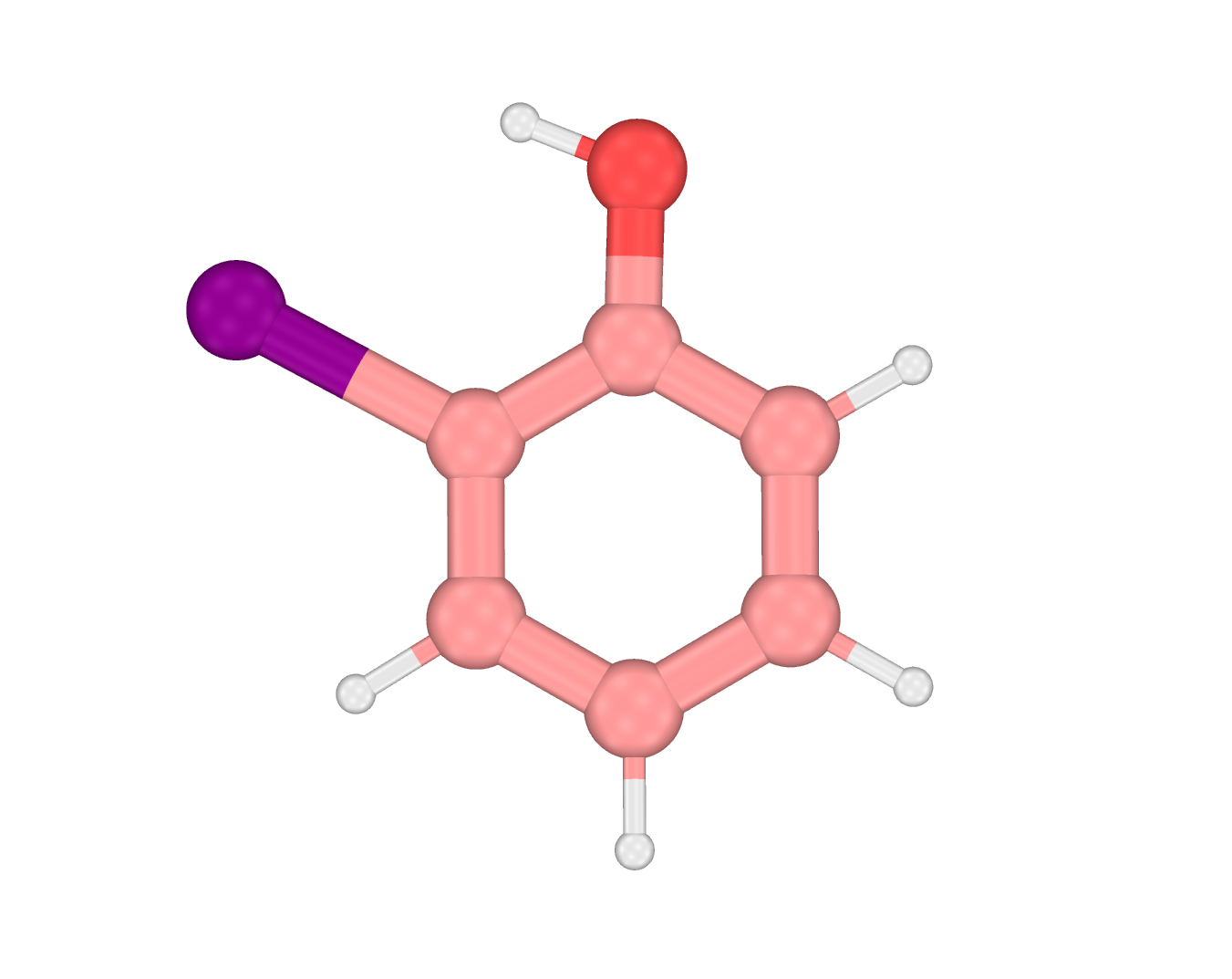 Structure of o-iodophenol (choi001), the small-molecule system refined in this tutorial